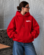 Again Star Oversized Hoodie- RED - Image 3