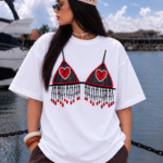 RED HEART FRINGE OVERSIZED T-SHIRT