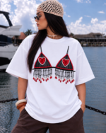 RED HEART FRINGE OVERSIZED T-SHIRT