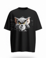 Angry Cat Graphic Casual T-Shirt - Image 4